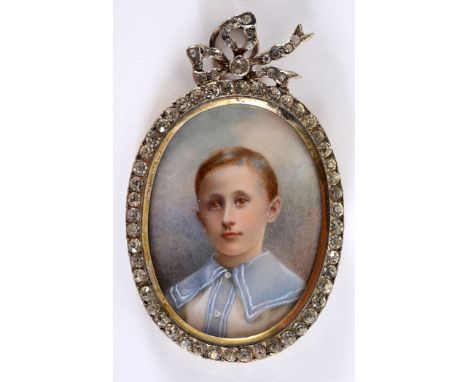 ENGLISH SCHOOL c.1900 A miniature portrait of a boy, Charles Stisted, wearing sailor's costume, head and shoulders, on ivory,