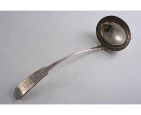 A SCOTTISH PROVINCIAL FIDDLE PATTERN SOUP LADLE initialled "M", by Robert & Robert Keay, Perth (R&RK, eagle, R&RK, eagle, R&R