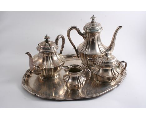 A LATE 19TH / EARLY 20TH CENTURY GERMAN TEA & COFFEE SERVICE including: tea pot, coffee pot, cream jug, sugar bowl with cover