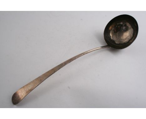 A SCOTTISH PROVINCIAL SOUP LADLE Old English pattern, initialled 'M' on the back of the terminal, by James Orr of Greenock (w