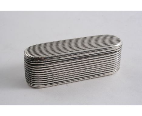 A GEORGE III REEDED OBLONG SNUFF BOX with rounded ends & a gilt interior, by John Linnit & William Atkinson, London 1813;  3.