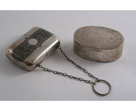 A LATE 18TH CENTURY CONTINENTAL ENGRAVED OVAL SNUFF BOX gilt interior, maker's mark "NE"?, town mark defaced, unascribed, pro