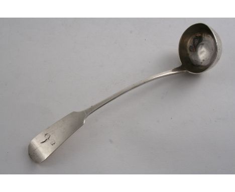 A SCOTTISH PROVINCIAL OAR PATTERN TODDY LADLE initialled "A", maker's mark "W.S" & another mis-struck mark, "P?", unascribed 