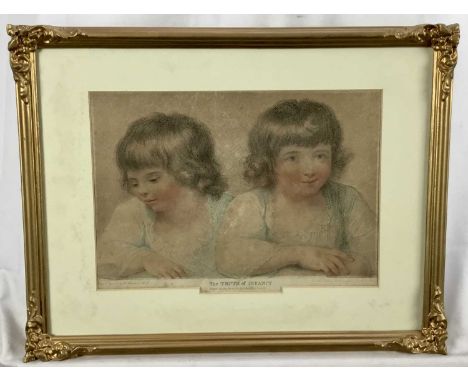 F. Bartolozzi print pub London 1792 - 'The Truth of Infancy', 29.5cm x 20cm mounted in gilt frame