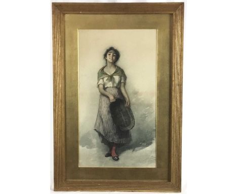 Italian School lithograph of a young girl, 49cm x 28cm in good gilt frame