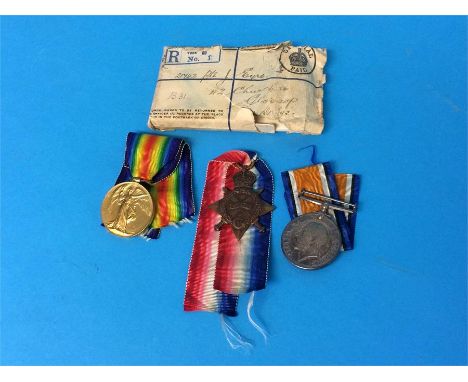 A World War I trio of medals to 21742 Pte J. Eyre, Yorkshire Light Infantry