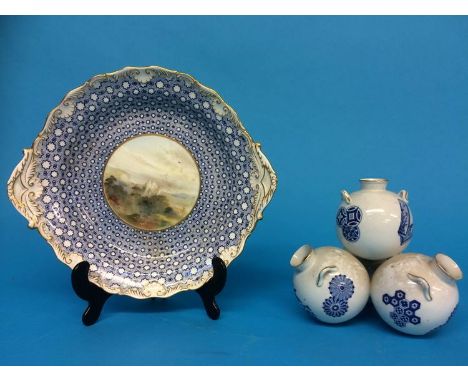 A Royal Worcester dish and a Royal Worcester vase group (2)