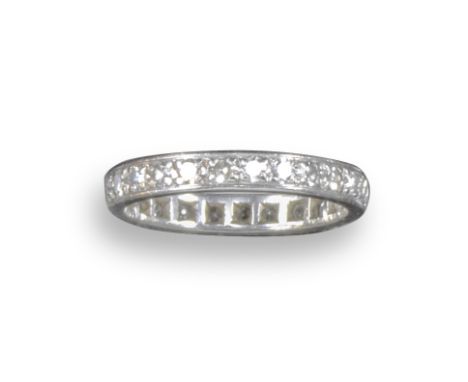 A diamond full-circle eternity ring, set with single-cut diamonds in platinum, size N