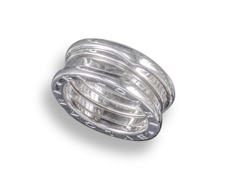 A Bulgari three-band B.ZERO 1 white gold ring, of sprung spiral design and engraved Bulgari to the gallery, signed Bulgari, s