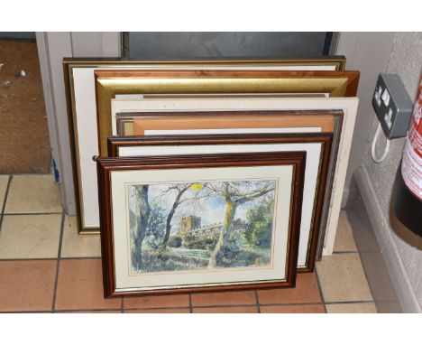 TEN LATE 20TH CENTURY DECORATIVE OILS, WATERCOLOURS AND PASTEL DRAWING,  watercolours comprise a Denis Lord village view, a Y