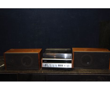 A VINTAGE SONY HP-511A RADIOGRAM AND A PAIR OF BOWERS AND WILKINS SPEAKERS (PAT pass and working) (3)