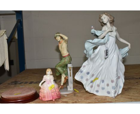 THREE LLADRO AND ROYAL DOULTON FIGURINES, comprising Lladro 'Summer Serenade' model no 6193, sculpted by Rejino Torrijos, iss