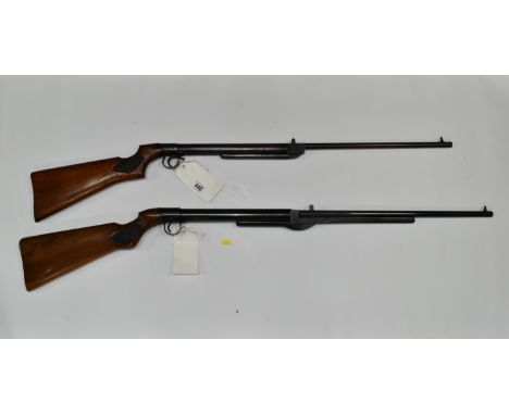 TWO VINTAGE BSA BREAK BARREL AIR RIFLES, one a .177 CAL with BSA stamped to stock, no visible serial number, overall length 1