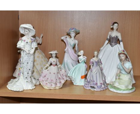 A GROUP OF ROYAL WORCESTER AND COALPORT FIGURINES, comprising a Royal Worcester figure of the year 'Catherine', a Coalport Ag