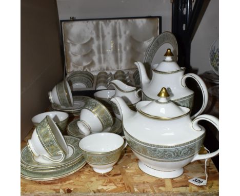A ROYAL DOULTON ENGLISH RENAISSANCE TEA AND COFFEE SERVICE to include a coffee pot (hairline crack to handle), a tea pot (vis