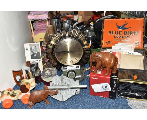 TWO BOXES AND LOOSE MISCELLANEOUS ITEMS to include three boxed airfix model kit sets, a quantity of Pewter ware comprising ei