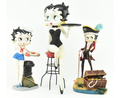 Betty Boop - a collection of three vintage 2007 resin figurines of Betty. Comprising Sailor Betty, Pirate Betty trinket dish 
