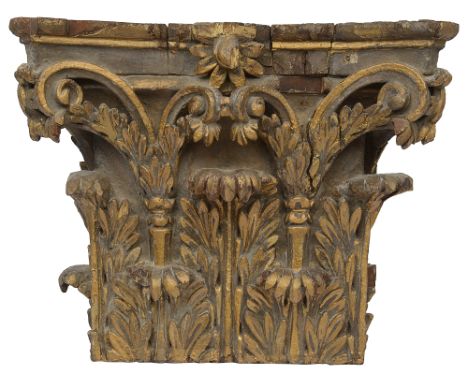 An architectural carved giltwood and gesso Corinthian pilaster capital late 18th / early 19th centuryheight 33cmCondition: Mi