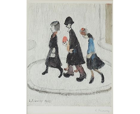 L. S. Lowry RBA RA (British, 1887-1976) 'The Family, 1961'an offset lithograph in colours, from an edition of 850,  signed in