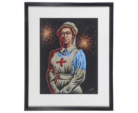 Graham McKean (Scottish, b.1962) 'An Ordinary Angel' (English Rose)oil pastel on card, signed bottom right by artist, signed,