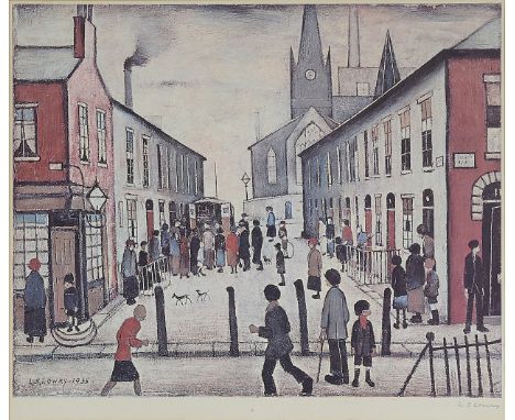 L. S. Lowry RBA RA (British, 1887-1976) 'The Fever Van, 1935'an offset lithograph in colours, from an edition of 700, signed 