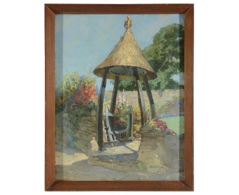 E. van Jones (British, act. 1927-1941) 'An Open Gate'oil on wood, signed bottom left, framed within frame 57 x 44cm., overall