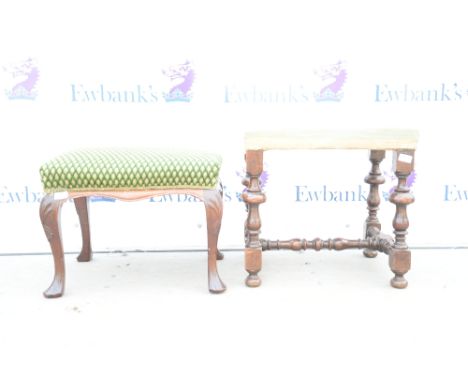 18th century walnut stool and another .    