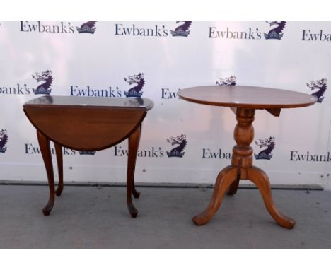 Oak wine table and a stool .    
