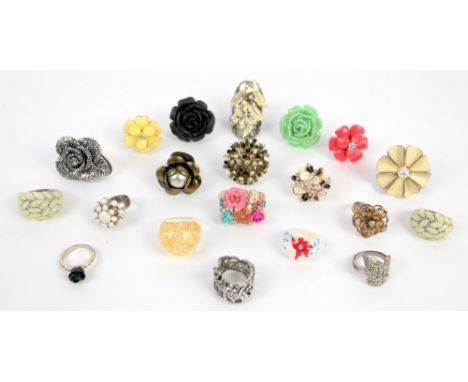 Twenty floral costume rings,  set with cz and enamel, ring sizes M to STo be sold in aid of Princess Alice Hospice.    