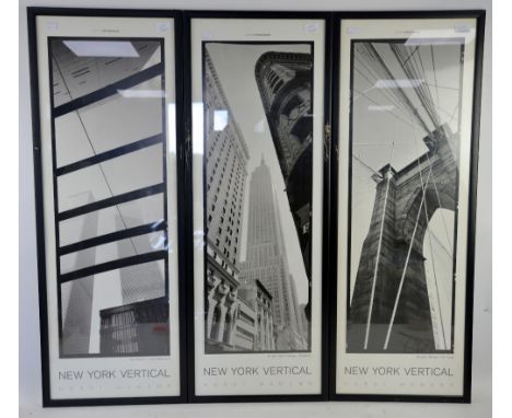 Five black and white pictures in black frames, Contemporary, Architectural view.    