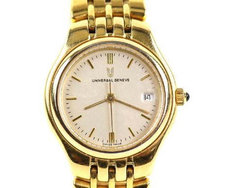 Universal Geneve ladies watch reference 518.970, the stainless steel case with gold plating,   the signed dial with baton hou