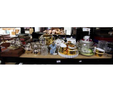 Japanese Imari plate, Royal Worcester dinner and tea ware, and other china and glass including one engraved 1892, silver plat