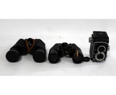 CHANGE TO DESCRIPTION (ROLLICORD NOT ROLLIFLEX)Pentax 10 x 50 binoculars, Ross Solar ross 15 x 40 binoculars, Rollicord twin 