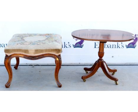 19th century Mahogany stool and an oval table .    