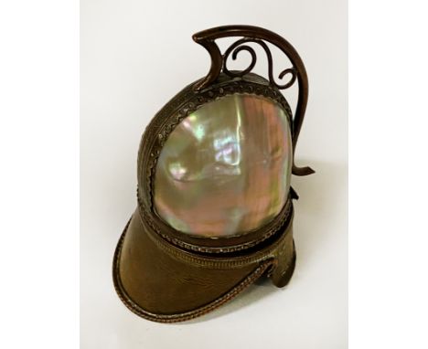 MOTHER OF PEARL CAVALRY HAT INKWELL 11.5CMS (H) APPROX