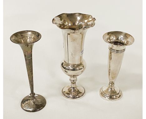 3 H/M SILVER WEIGHTED VASES TO INCLUDE 1 WILLIAM COMYNS