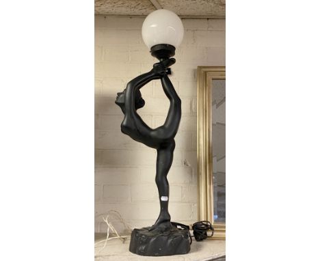 LARGE ART DECO STYLE FEMALE FIGURE TABLE LAMP A/F 