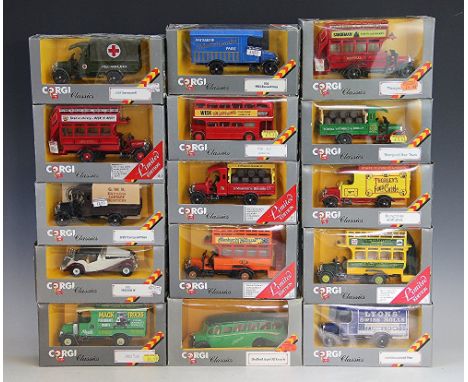 A collection of Corgi Classics die cast vehicles, each within window box, to include; Thorneycroft Van 910 and 834, Bedford t