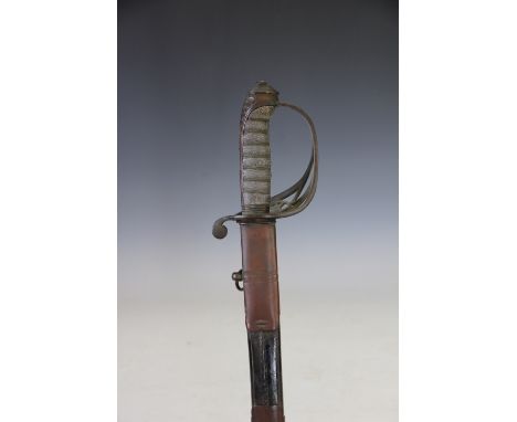 A Victorian officers sword, the 80cm single edge blade by Mole and Son with military arrows, crowned B over 21, pierced brass