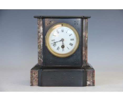 A Victorian eight day marble mantel clock,with enamel Roman numeral dial, 23cm