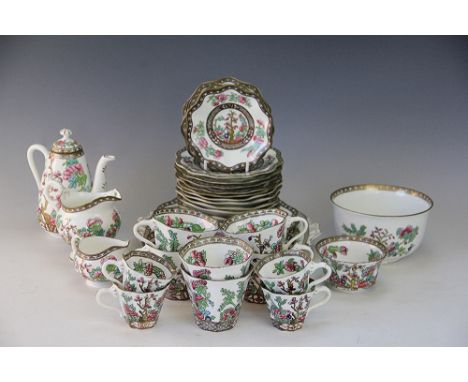 A collection of Coalport Indian Tree pattern tea and coffee wares, along with a Tuscan China Heather pattern tea service and 