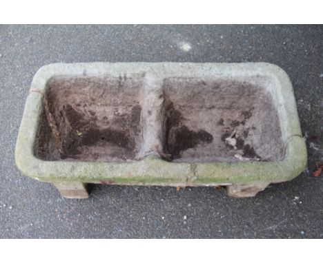 A stone sectional garden trough, 83cm (as found)