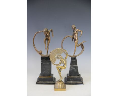 A pair of Coalport Collectables Carl Payne Sculptures, bronzed resin, Ring of Hope and Dance at Dawn, 23.5cm high along with 