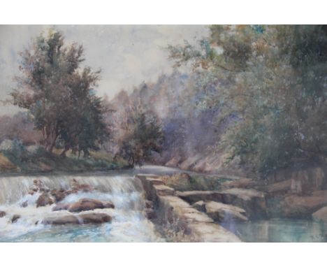 R. C. Riseley (fl 1904-1918)Pair of watercoloursRiver weir and landscape, the latter possibly the Derbyshire DalesSigned and 