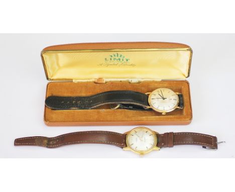 A gentleman's 9ct gold Limit wristwatch, the circular silvered dial with batons and centre sweep seconds, 21 jewels, Incabloc