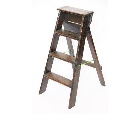 A vintage stained pine step ladders, 78cm