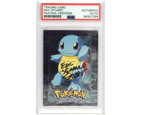 Pokemon TCG. Topps Squirtle E7 Holo signed by Eric Stuart the voice actor for Squirtle in the original Pokemon Movies, the au