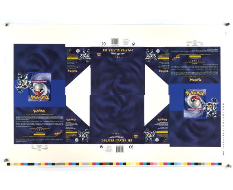 Pokemon TCG. 2 Player Starter Set Print Test Setup Sheet. This is an extremely rare uncut Pokemon Sheet. It is a print test s