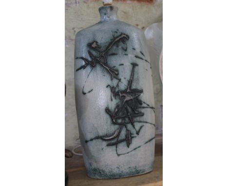 A mid 20th century studio pottery lamp base, signed 'B' to interior, height 45cm.  