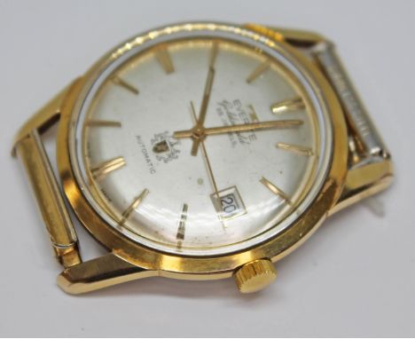 A 1960s gold plated Technos automatic wristwatch with champagne dial signed Everite Goldshield, gold tone hour batons and han
